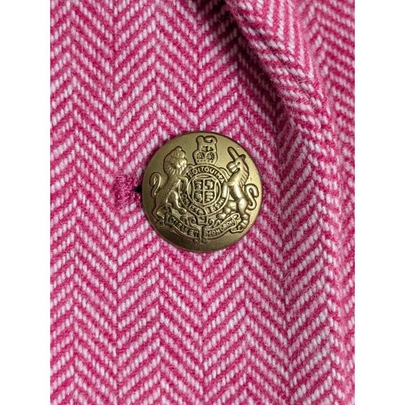 J. Crew Pink Herringbone Tweed Wool Blend Blazer Size 10 Career Crest Preppy - Picture 4 of 10